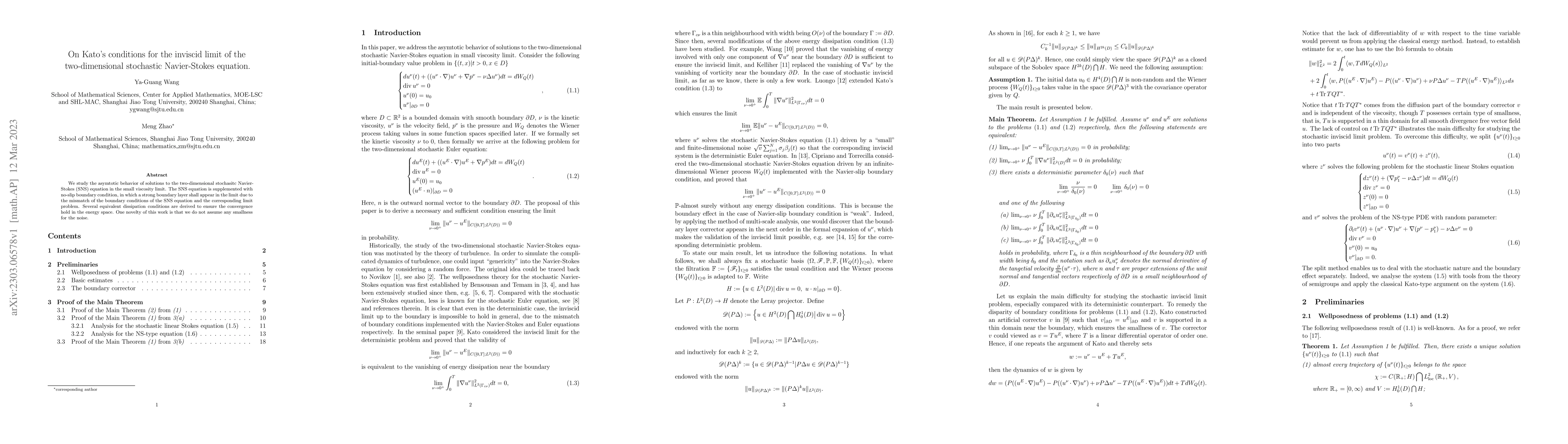 Thumbnail for On Kato's conditions for the inviscid limit of the two-dimensional
  stochastic Navier-Stokes equation