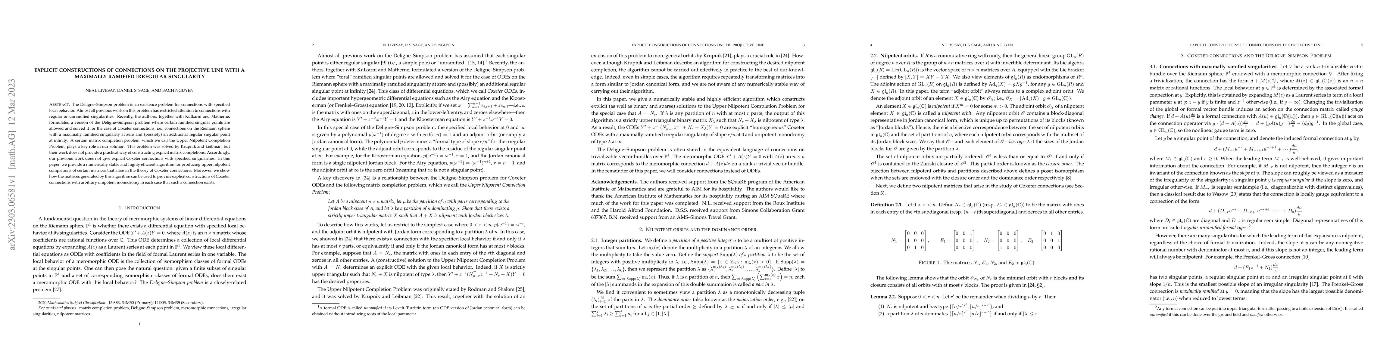 Thumbnail for Explicit constructions of connections on the projective line with a
  maximally ramified irregular singularity