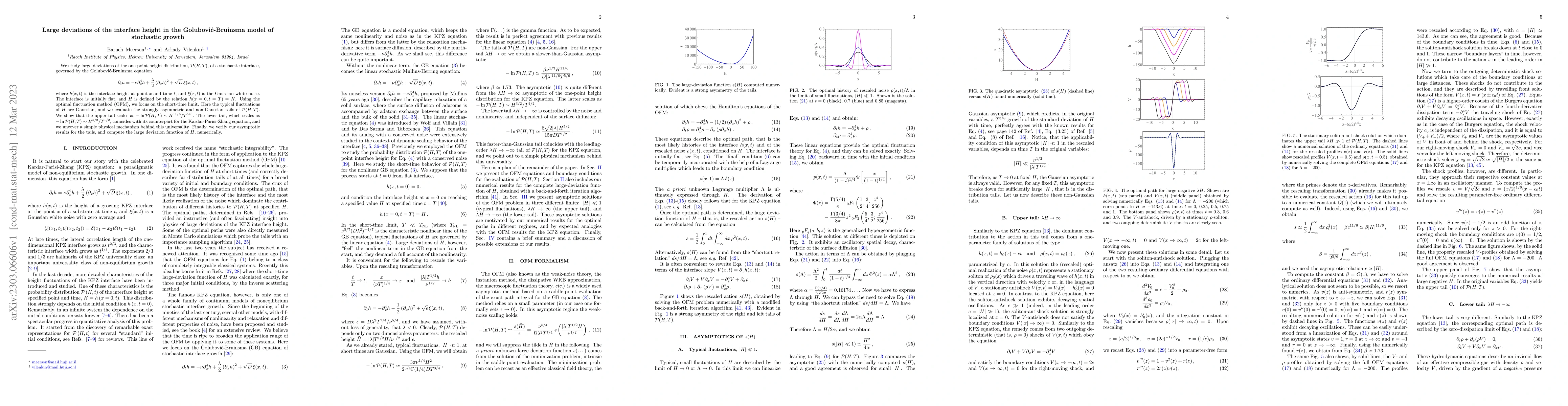 Thumbnail for Large deviations of the interface height in the Golubovi\'{c}-Bruinsma
  model of stochastic growth