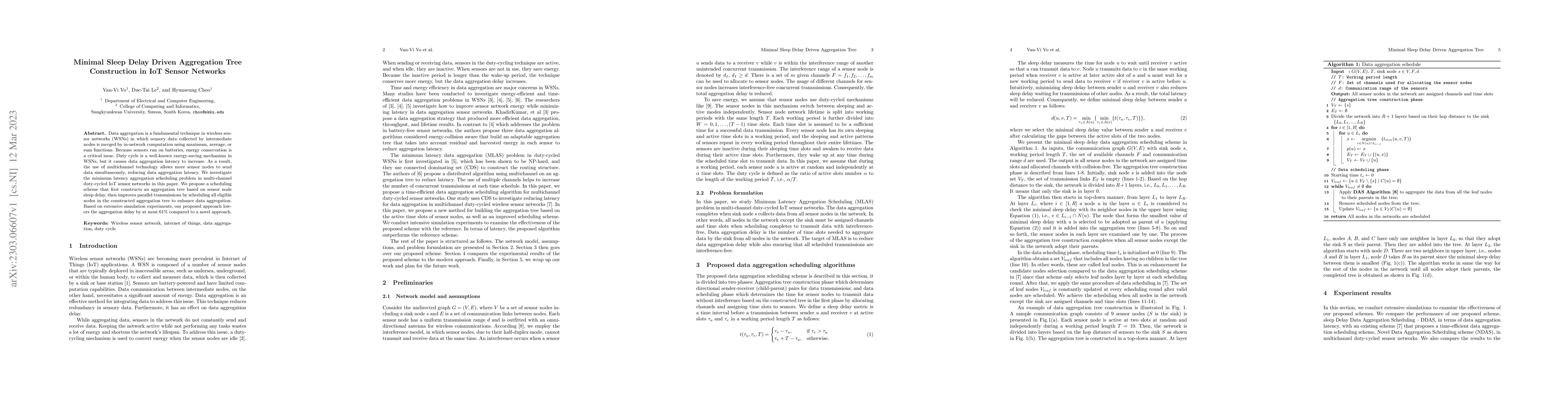 Thumbnail for Minimal Sleep Delay Driven Aggregation Tree Construction in IoT Sensor
  Networks