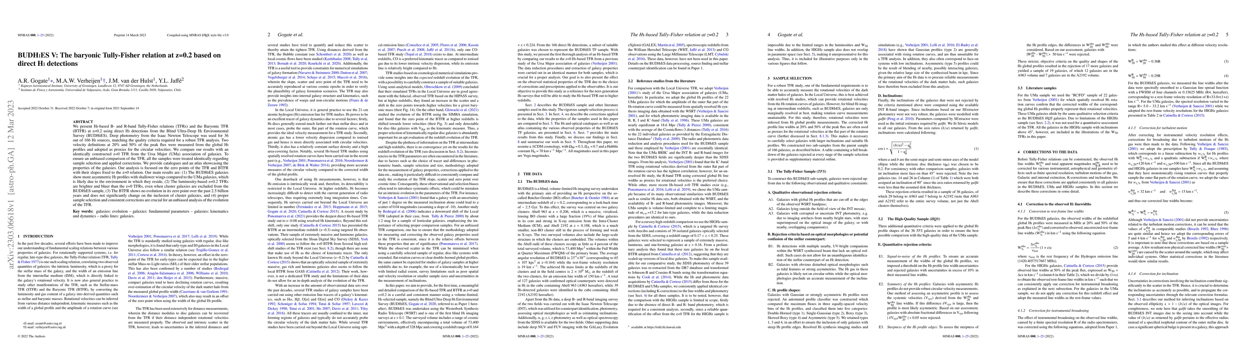 Thumbnail for BUDHIES V: The baryonic Tully-Fisher relation at z=0.2 based on direct
  HI detections