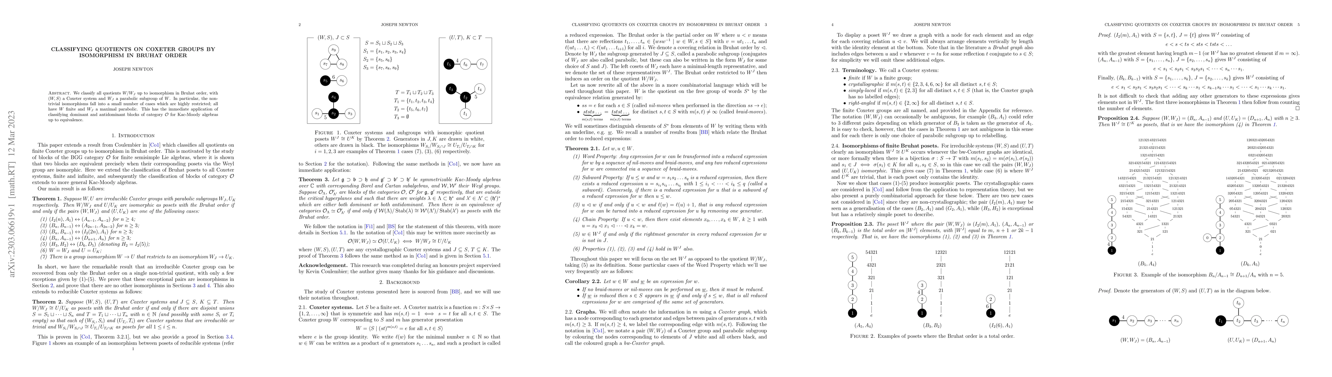Thumbnail for Classifying quotients on Coxeter groups by isomorphism in Bruhat order