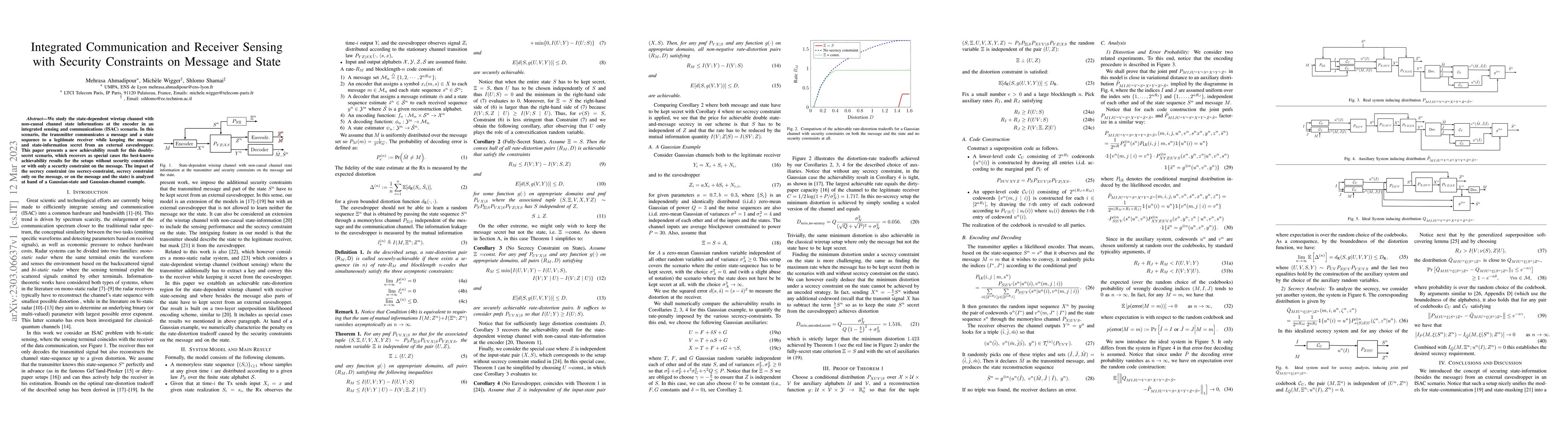 Thumbnail for Integrated Communication and Receiver Sensing with Security Constraints
  on Message and State