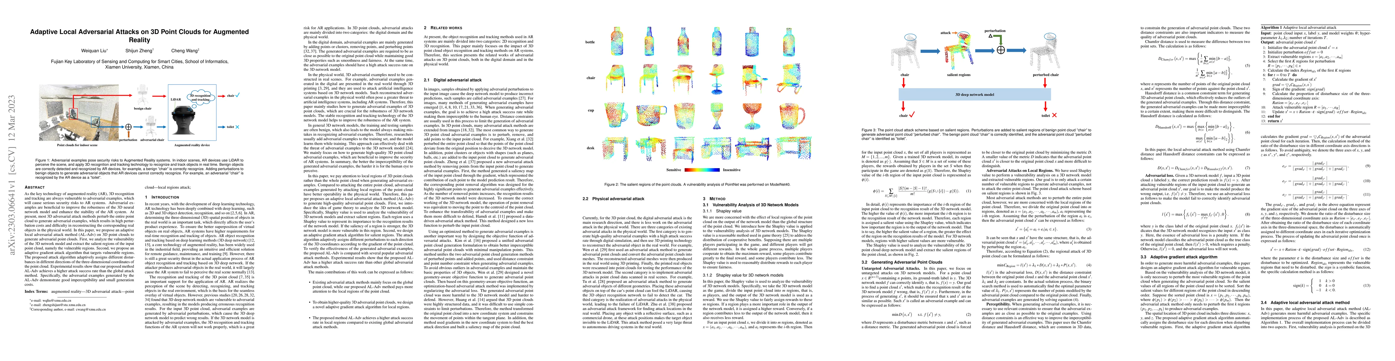Thumbnail for Adaptive Local Adversarial Attacks on 3D Point Clouds for Augmented
  Reality