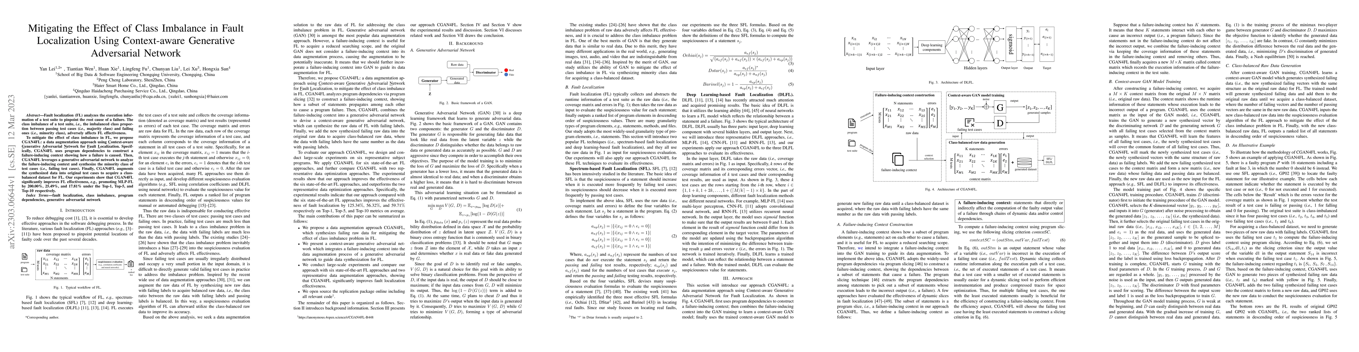 Thumbnail for Mitigating the Effect of Class Imbalance in Fault Localization Using
  Context-aware Generative Adversarial Network