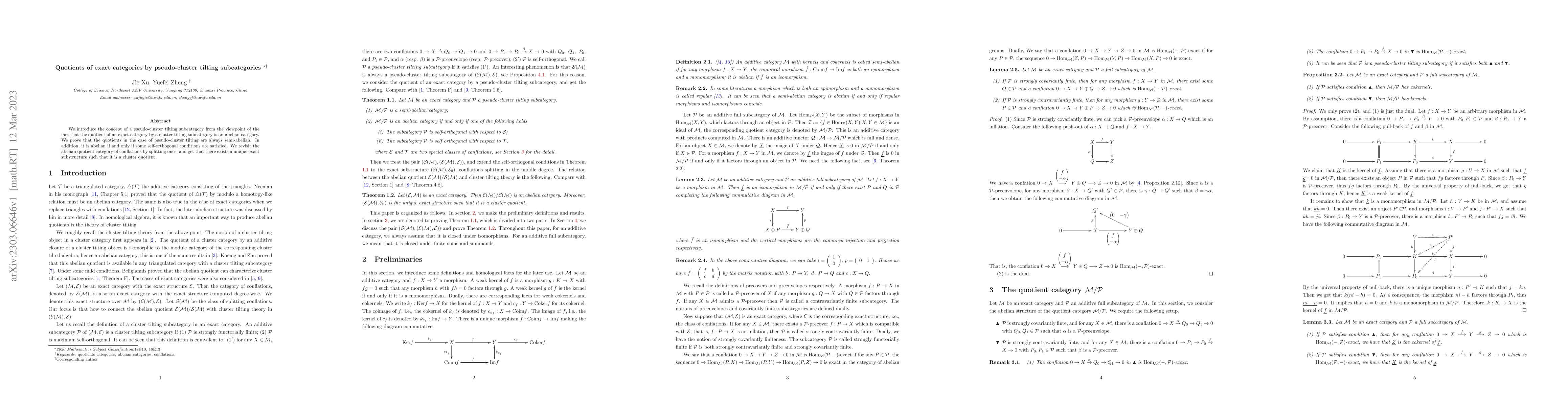 Thumbnail for Quotients of exact categories by pseudo-cluster tilting subcategories