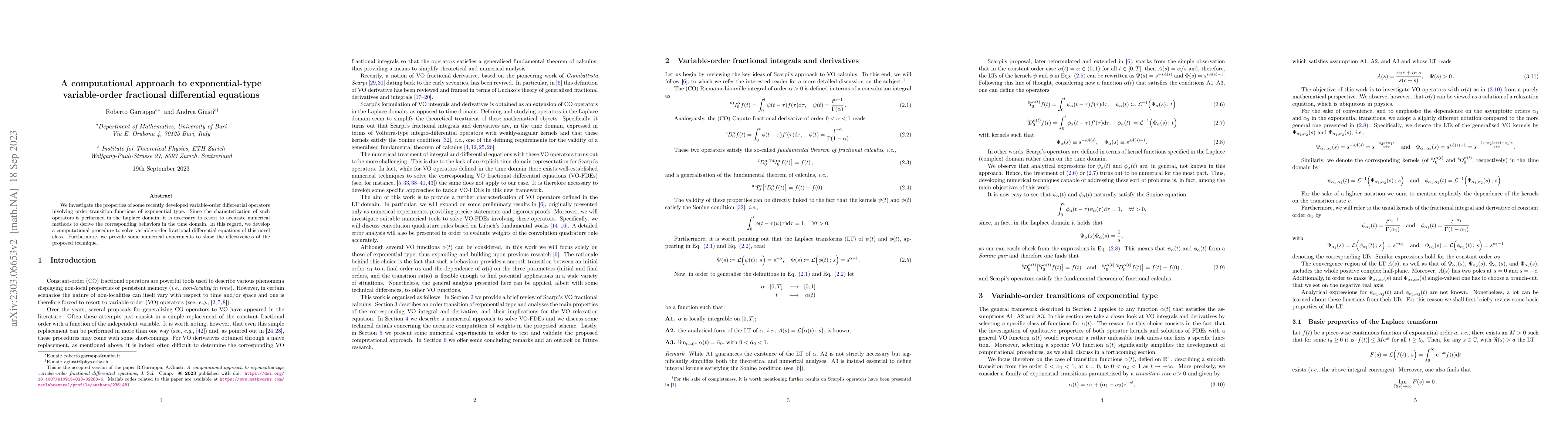 Thumbnail for A computational approach to exponential-type variable-order fractional
  differential equations