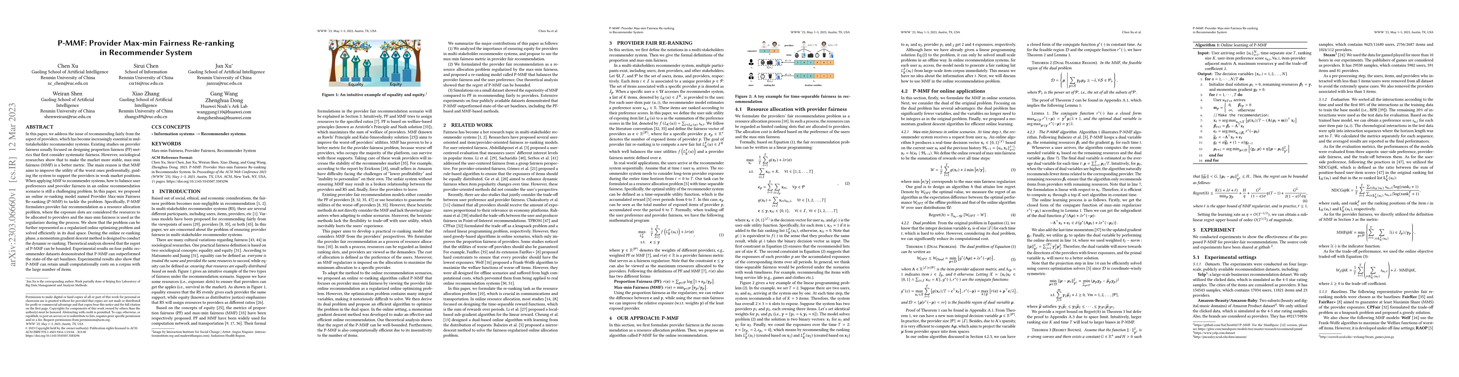 Thumbnail for P-MMF: Provider Max-min Fairness Re-ranking in Recommender System