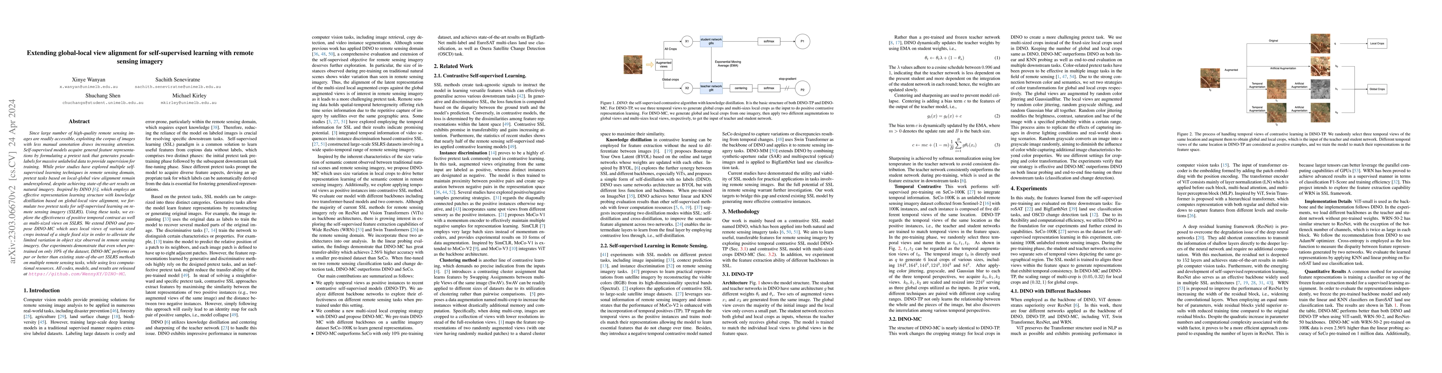 Thumbnail for Extending global-local view alignment for self-supervised learning with
  remote sensing imagery