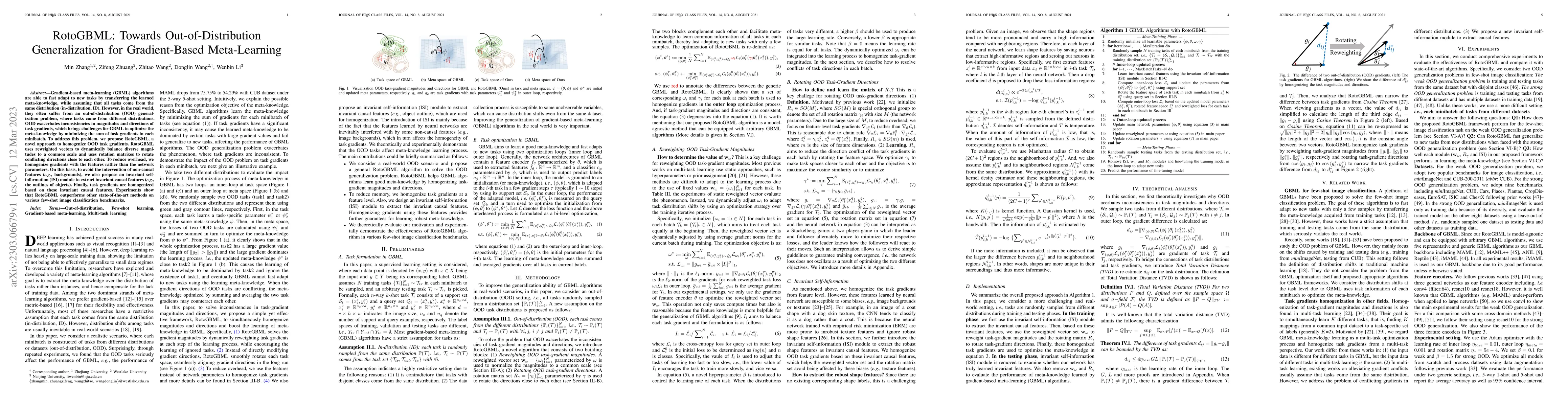 Thumbnail for RotoGBML: Towards Out-of-Distribution Generalization for Gradient-Based
  Meta-Learning