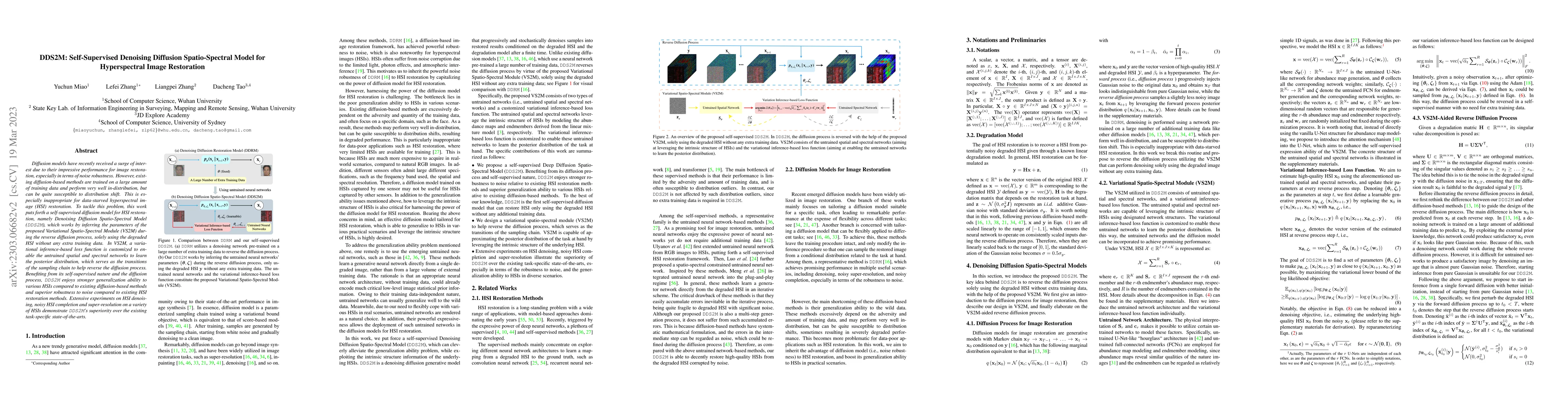 Thumbnail for DDS2M: Self-Supervised Denoising Diffusion Spatio-Spectral Model for
  Hyperspectral Image Restoration