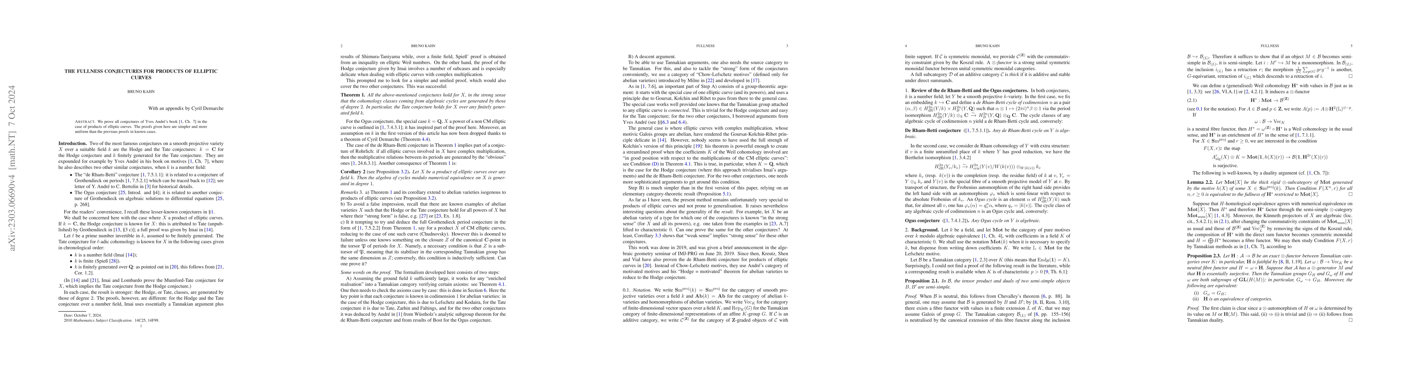Thumbnail for The fullness conjectures for products of elliptic curves
