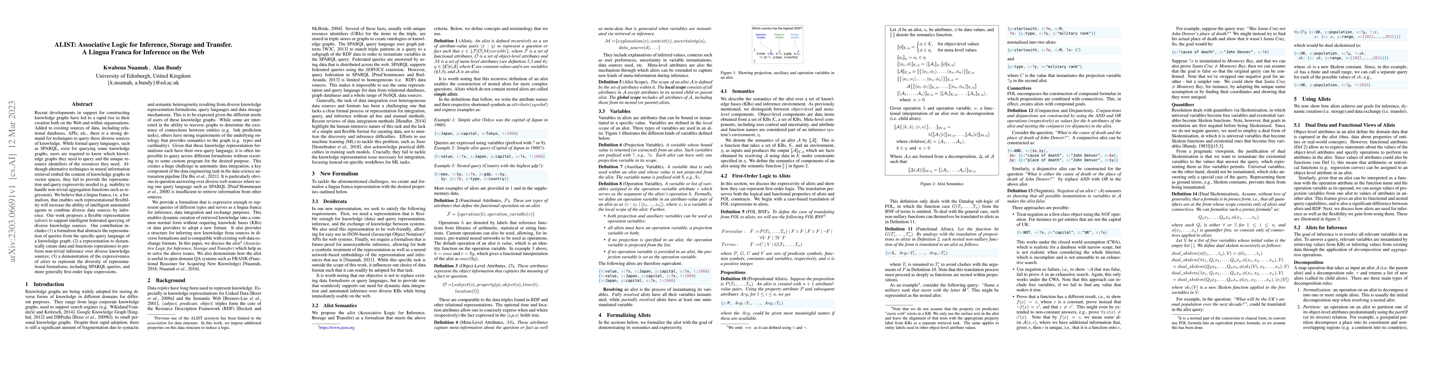 Thumbnail for ALIST: Associative Logic for Inference, Storage and Transfer. A Lingua
  Franca for Inference on the Web