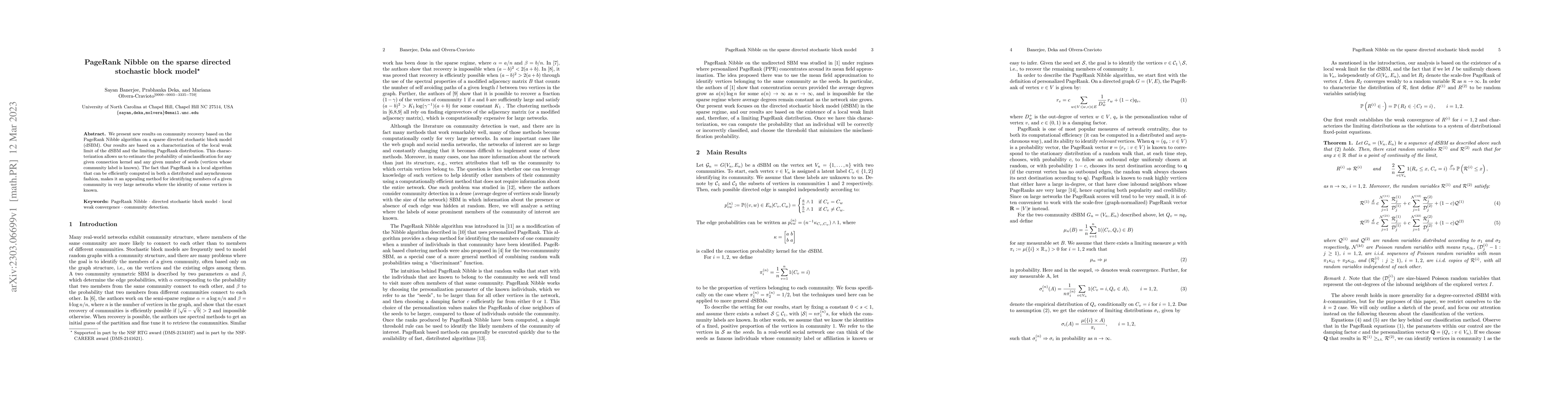 Thumbnail for PageRank Nibble on the sparse directed stochastic block model