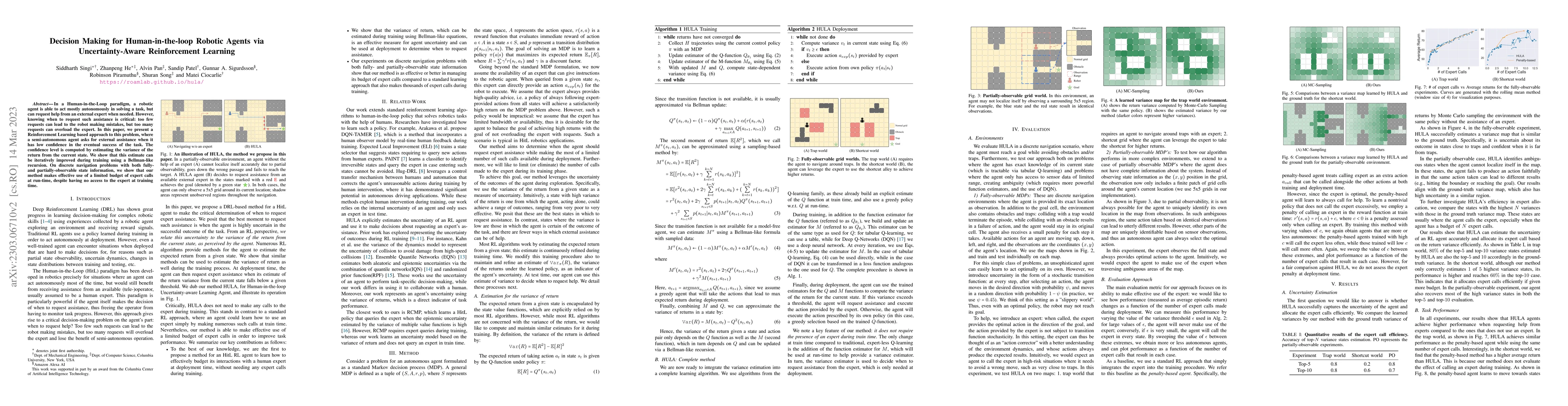 Thumbnail for Decision Making for Human-in-the-loop Robotic Agents via
  Uncertainty-Aware Reinforcement Learning