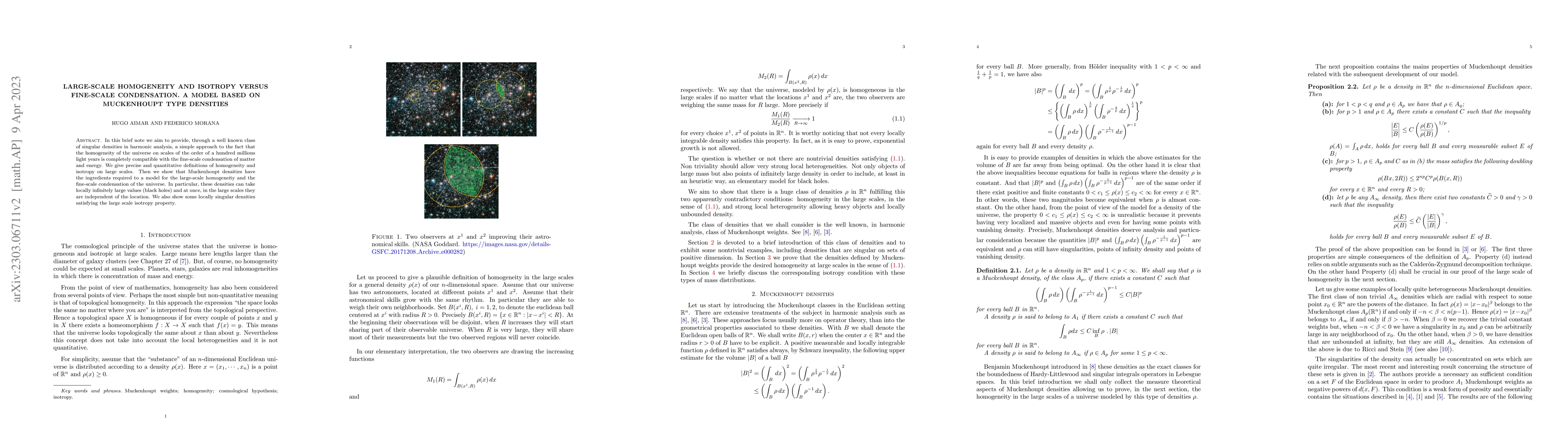 Thumbnail for Large-scale homogeneity and isotropy versus fine-scale condensation. A
  model based on Muckenhoupt type densities