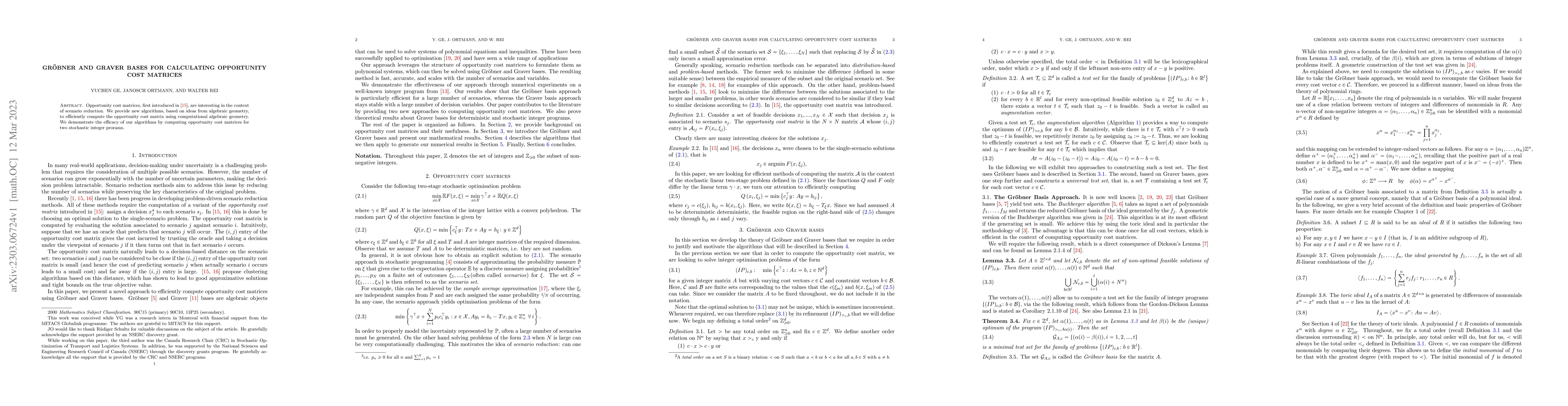 Thumbnail for Gr\"obner and Graver bases for calculating Opportunity Cost Matrices