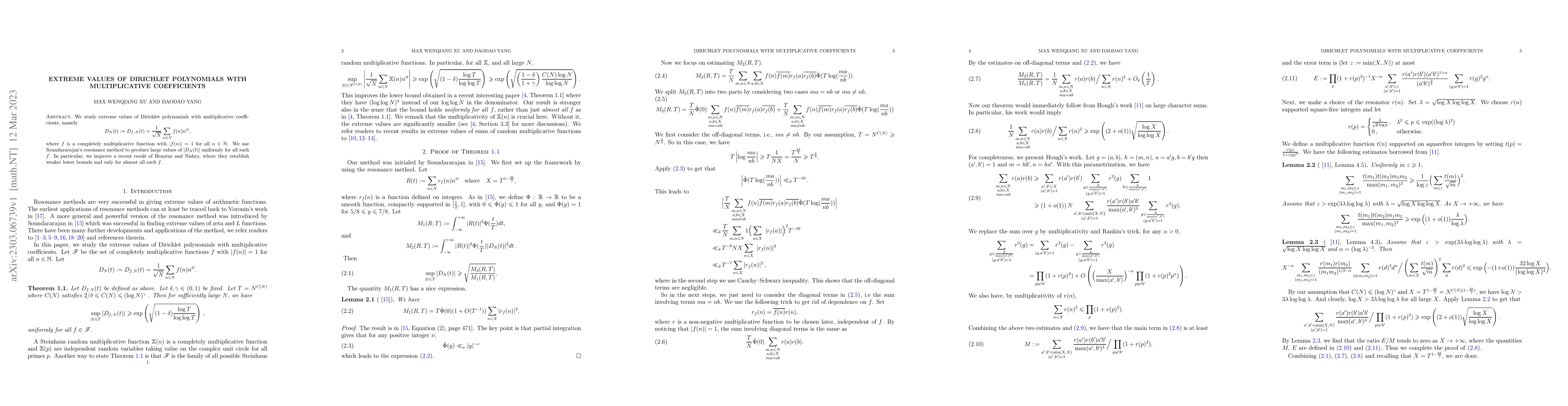 Thumbnail for Extreme values of Dirichlet polynomials with multiplicative coefficients