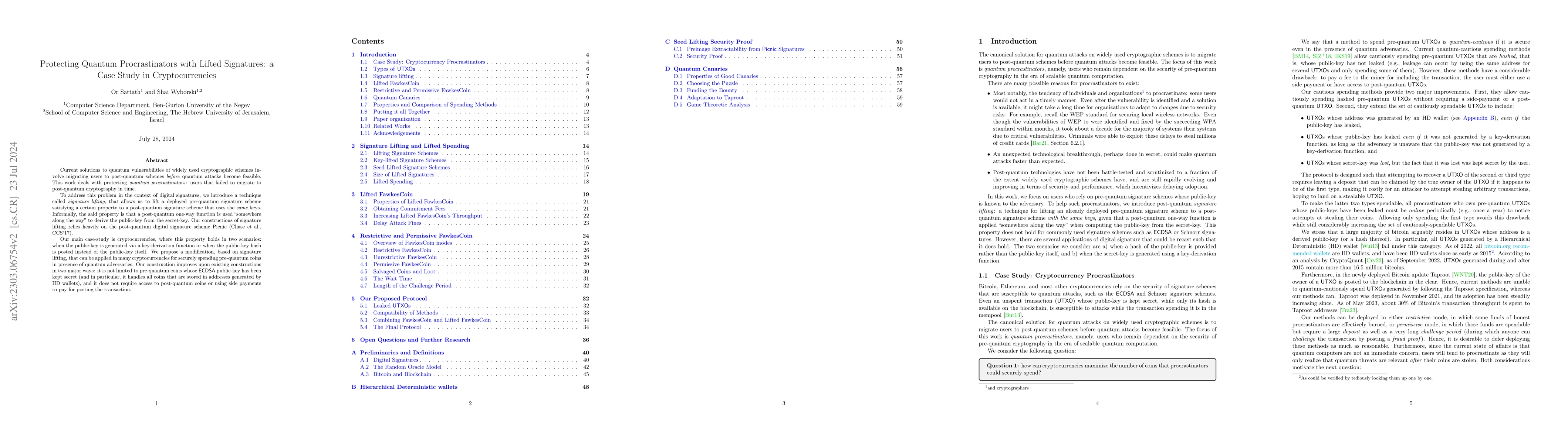 Thumbnail for Protecting Quantum Procrastinators with Signature Lifting: A Case Study
  in Cryptocurrencies