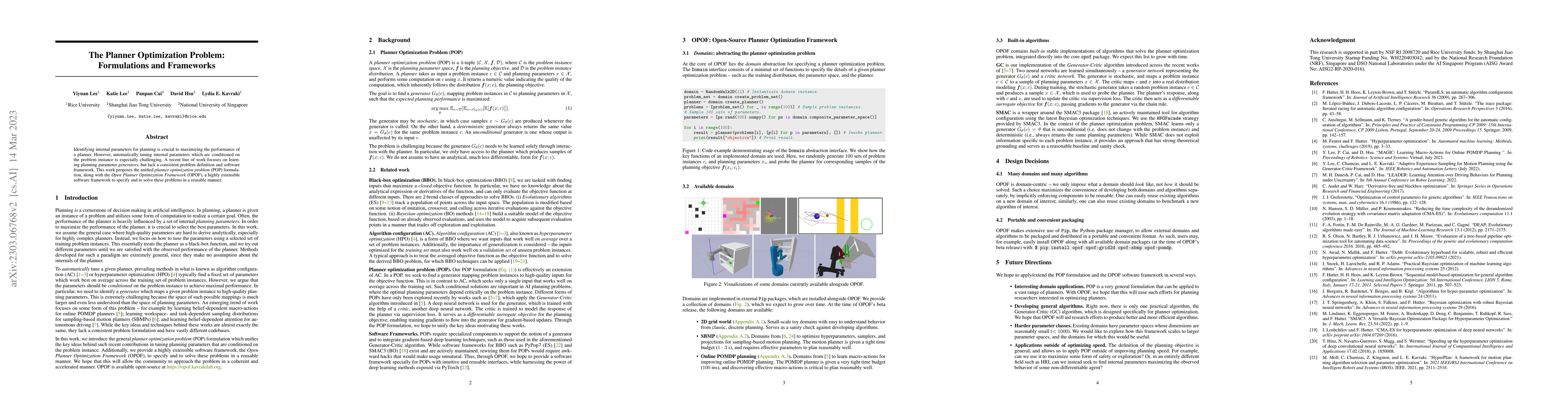 Thumbnail for The Planner Optimization Problem: Formulations and Frameworks