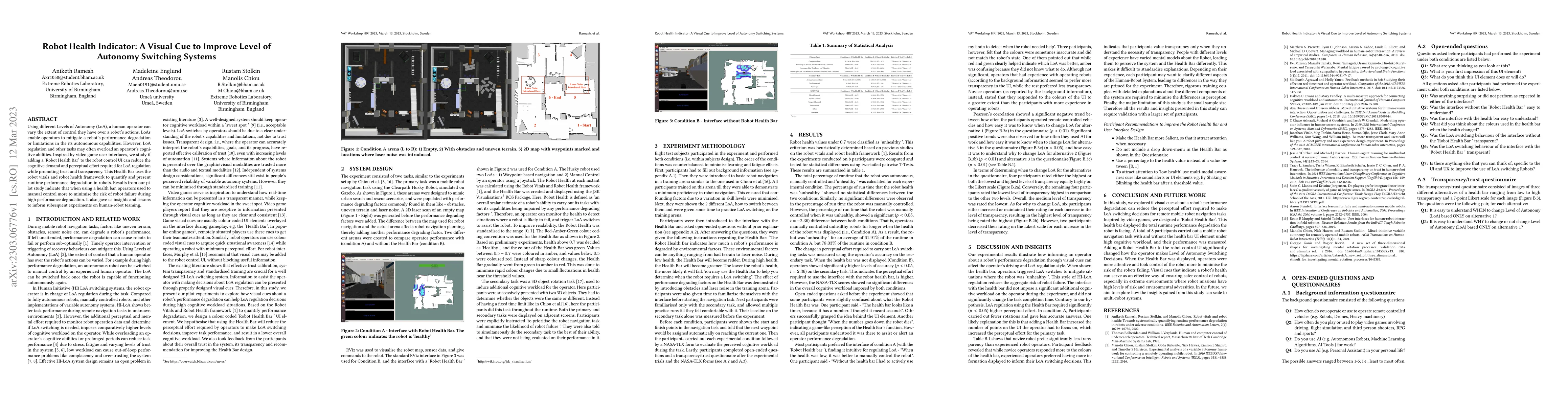 Thumbnail for Robot Health Indicator: A Visual Cue to Improve Level of Autonomy
  Switching Systems