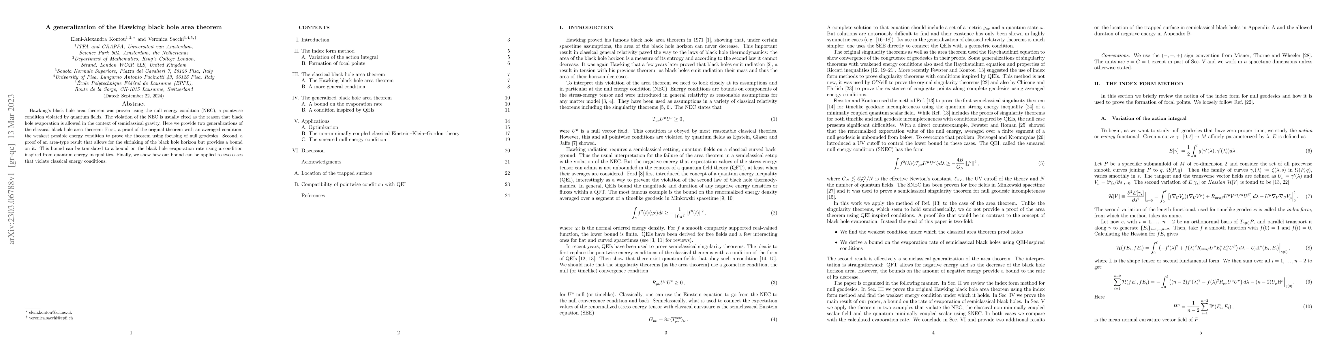 Thumbnail for A generalization of the Hawking black hole area theorem