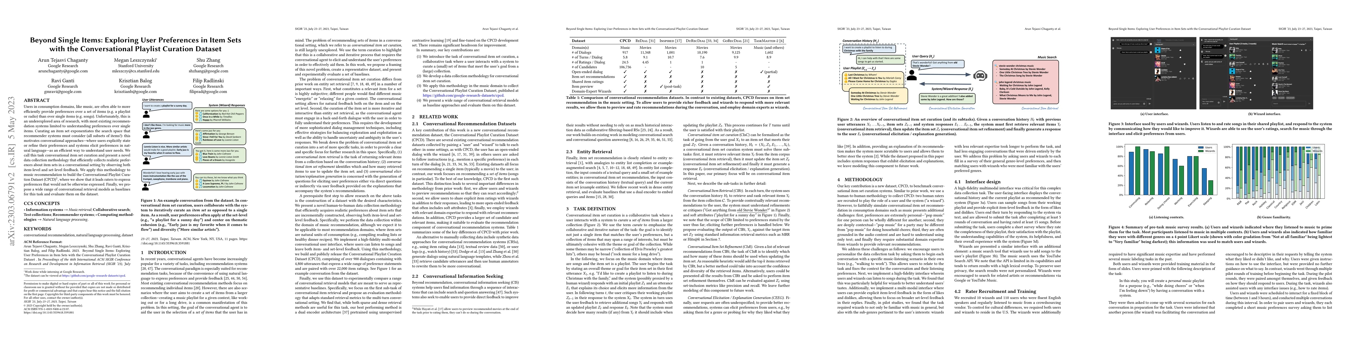 Thumbnail for Beyond Single Items: Exploring User Preferences in Item Sets with the
  Conversational Playlist Curation Dataset