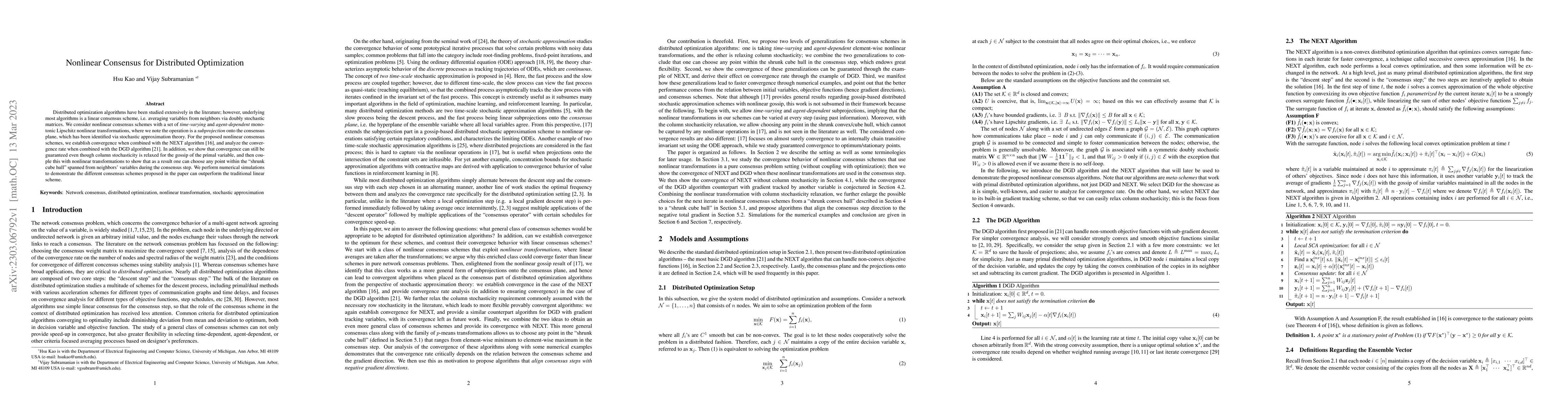 Thumbnail for Nonlinear Consensus for Distributed Optimization