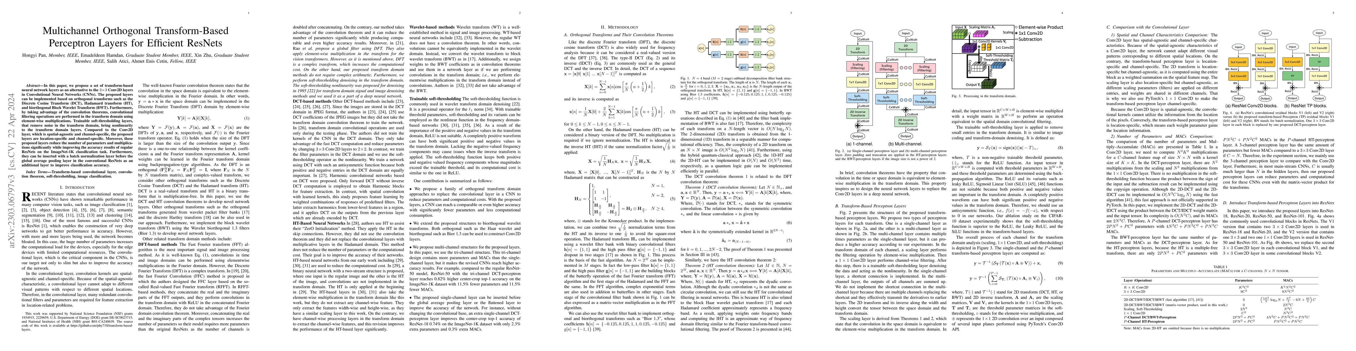 Thumbnail for Multichannel Orthogonal Transform-Based Perceptron Layers for Efficient
  ResNets