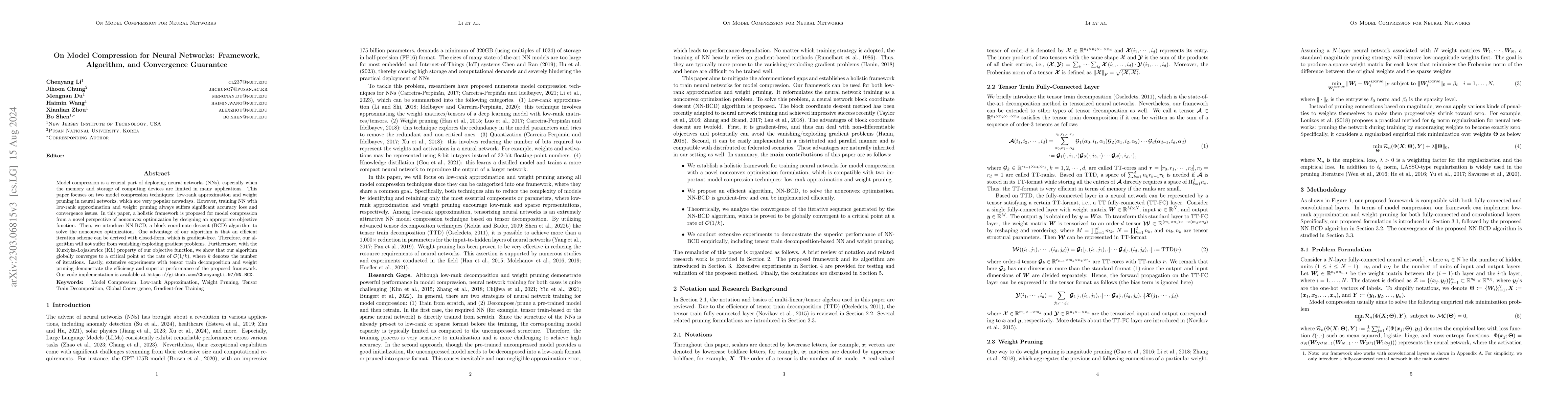 Thumbnail for On Model Compression for Neural Networks: Framework, Algorithm, and
  Convergence Guarantee