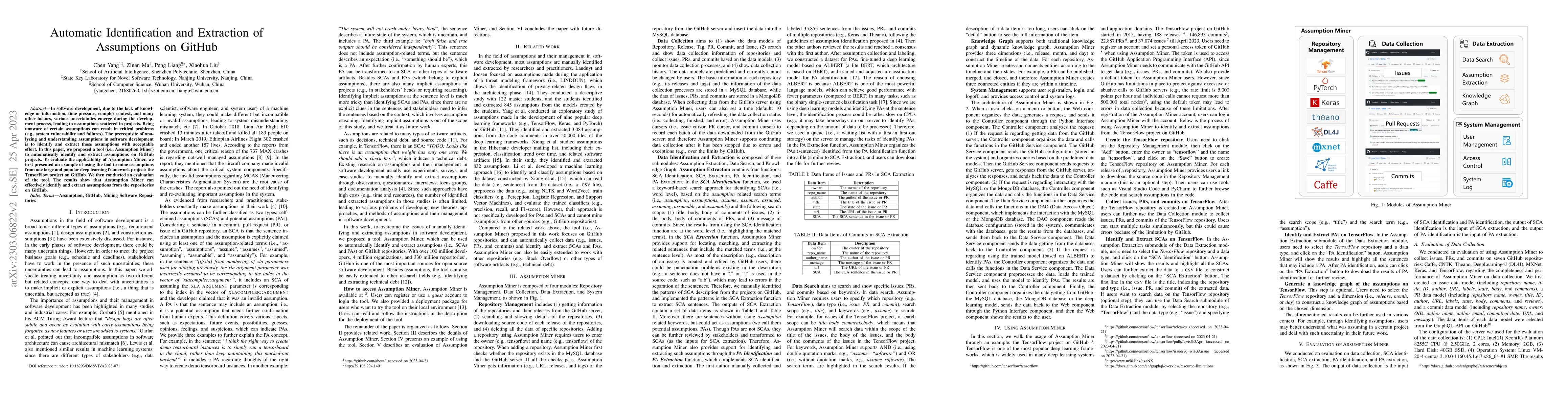 Thumbnail for Automatic Identification and Extraction of Assumptions on GitHub