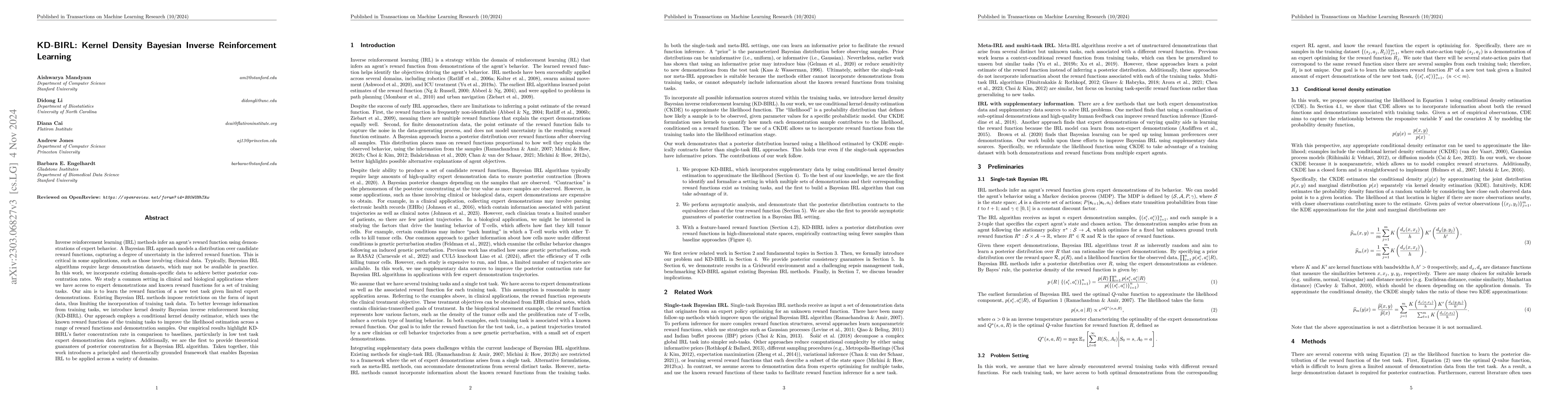 Thumbnail for Kernel Density Bayesian Inverse Reinforcement Learning