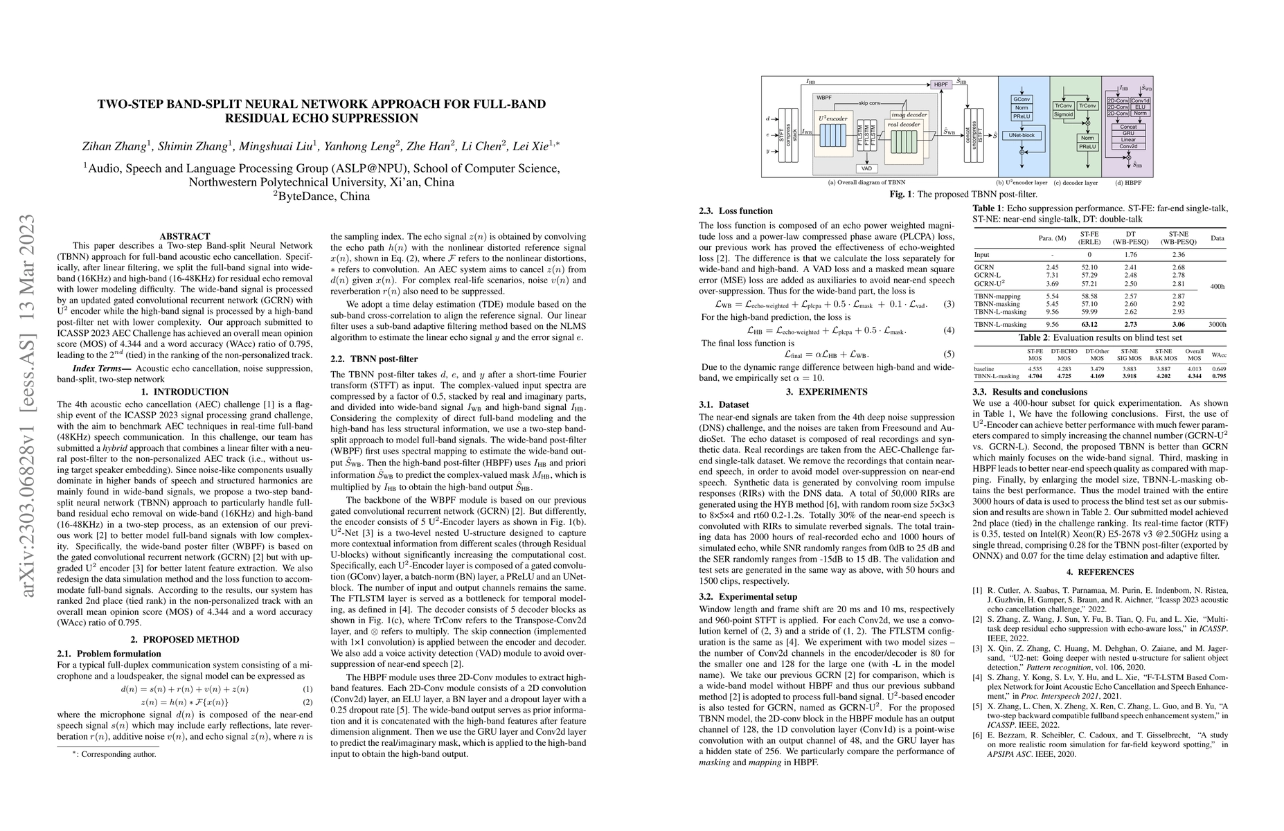 Thumbnail for Two-step Band-split Neural Network Approach for Full-band Residual Echo
  Suppression