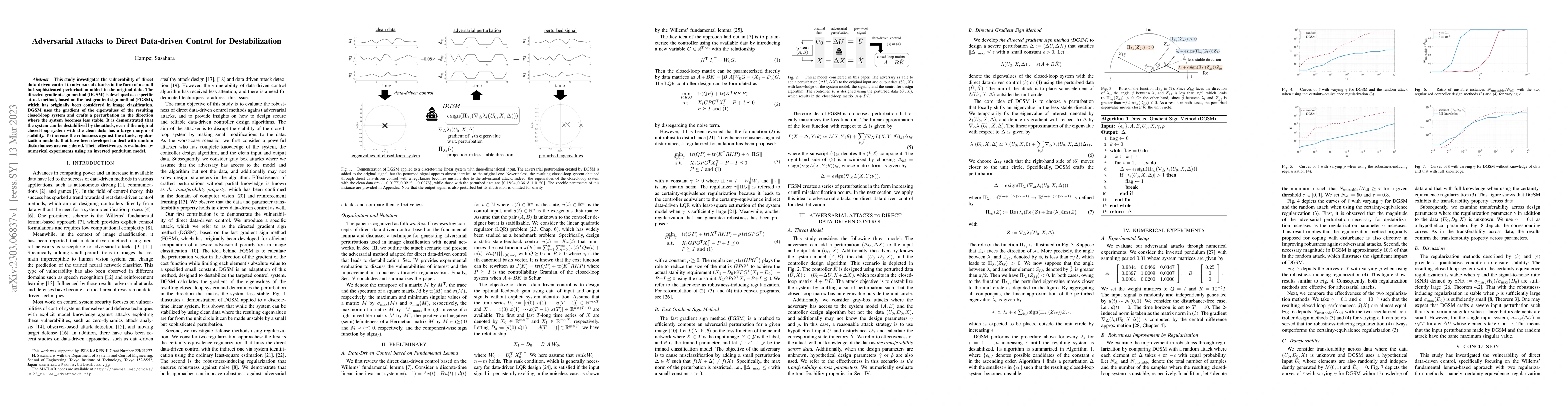 Thumbnail for Adversarial Attacks to Direct Data-driven Control for Destabilization