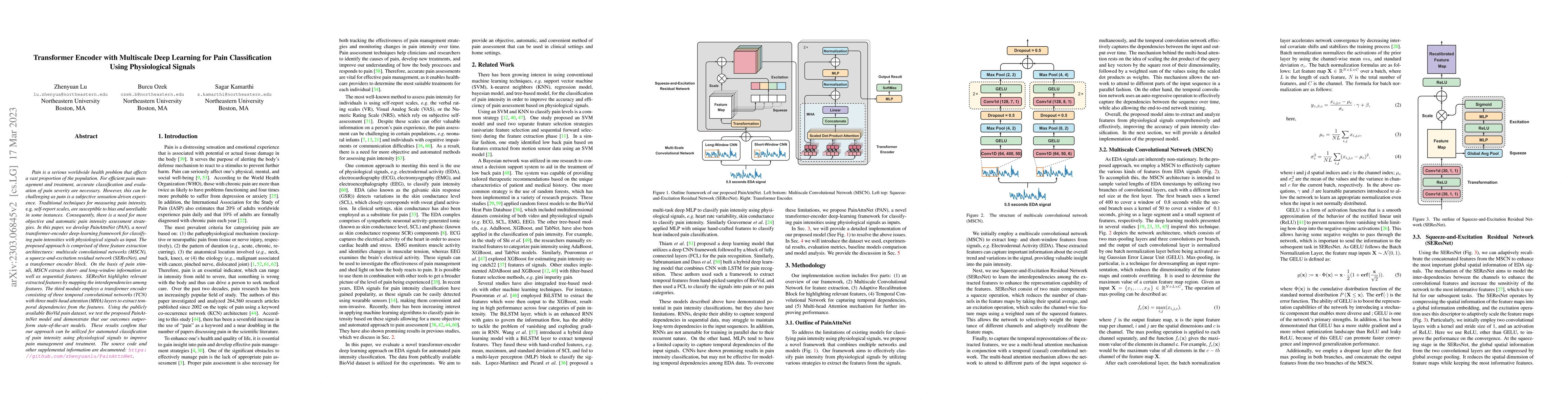 Thumbnail for Transformer Encoder with Multiscale Deep Learning for Pain
  Classification Using Physiological Signals