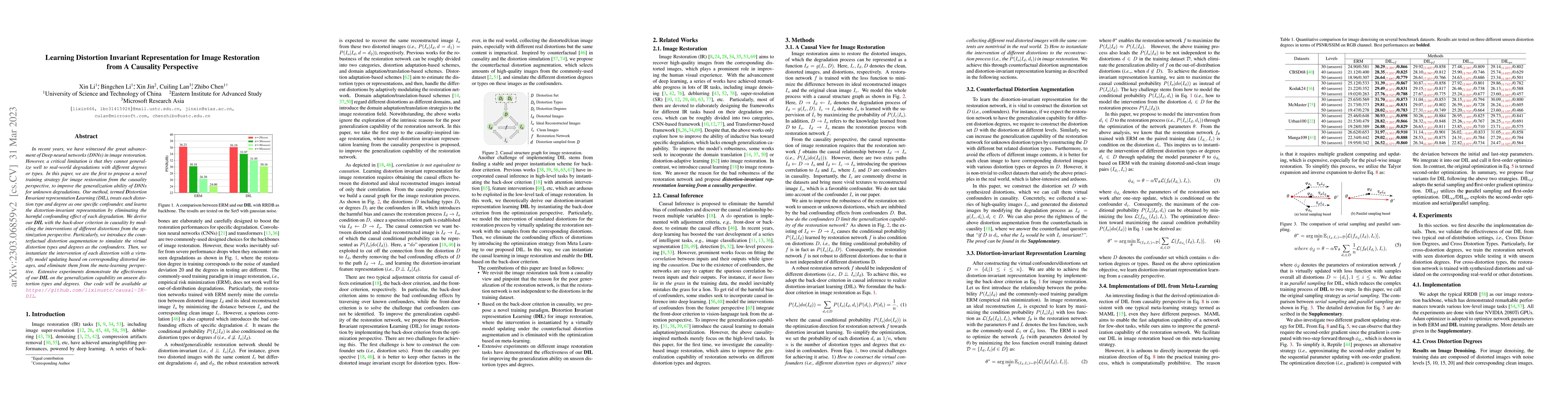 Thumbnail for Learning Distortion Invariant Representation for Image Restoration from
  A Causality Perspective