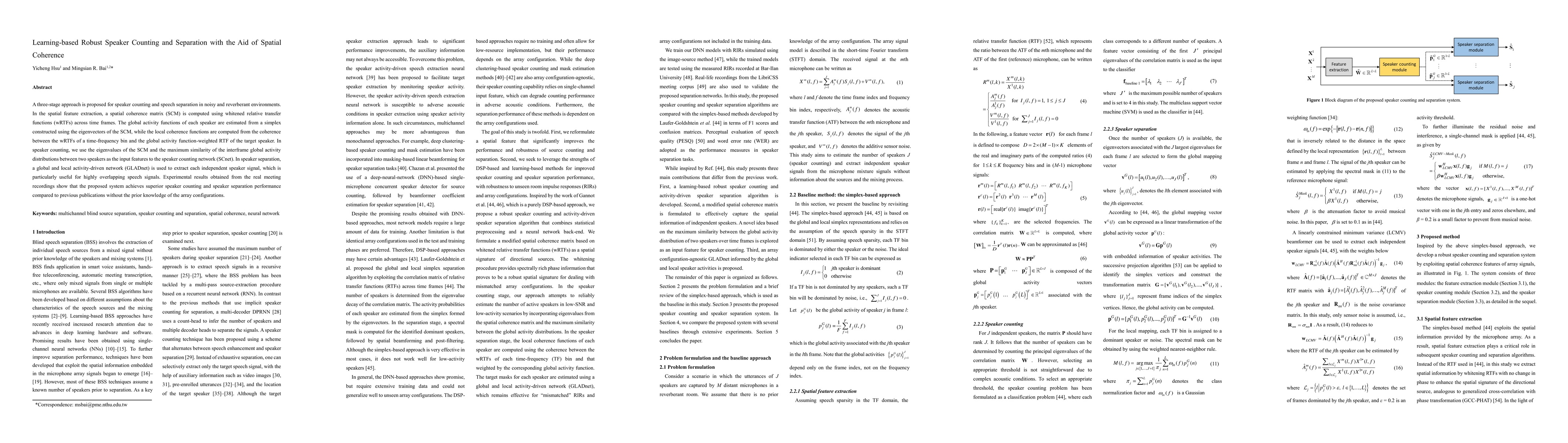 Thumbnail for Learning-based Robust Speaker Counting and Separation with the Aid of
  Spatial Coherence