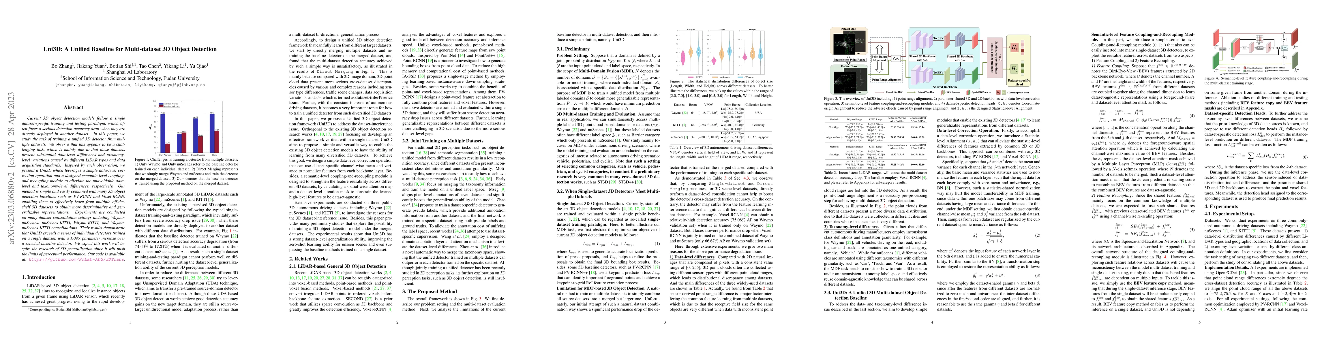 Thumbnail for Uni3D: A Unified Baseline for Multi-dataset 3D Object Detection