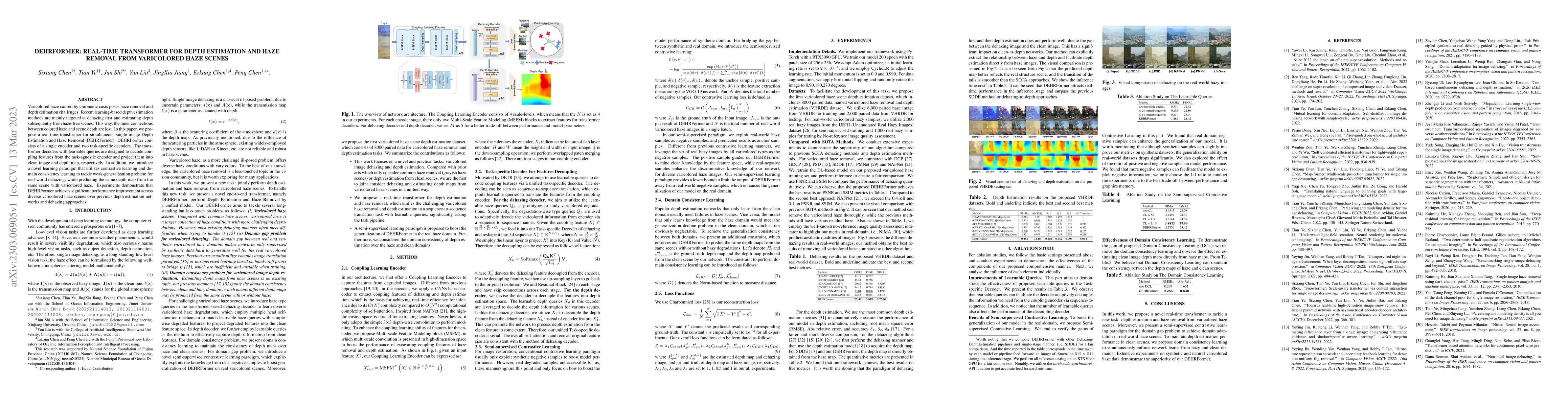 Thumbnail for DEHRFormer: Real-time Transformer for Depth Estimation and Haze Removal
  from Varicolored Haze Scenes