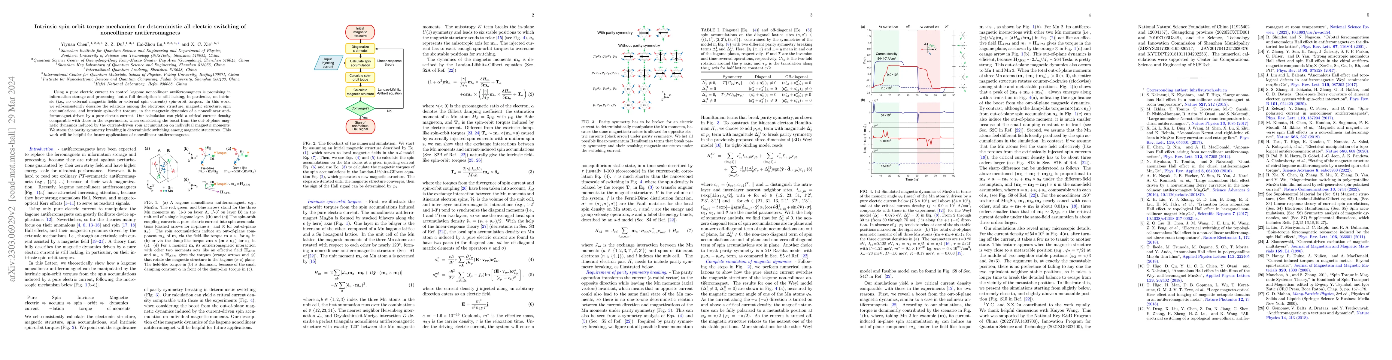 Thumbnail for Intrinsic spin-orbit torque mechanism for deterministic all-electric
  switching of noncollinear antiferromagnets