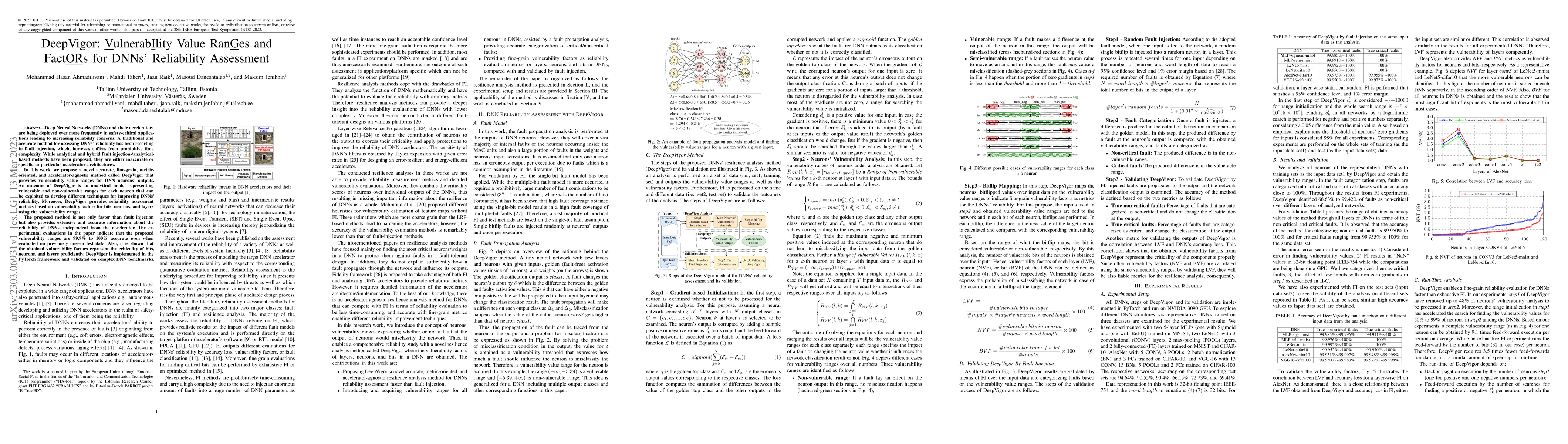 Thumbnail for DeepVigor: Vulnerability Value Ranges and Factors for DNNs' Reliability
  Assessment