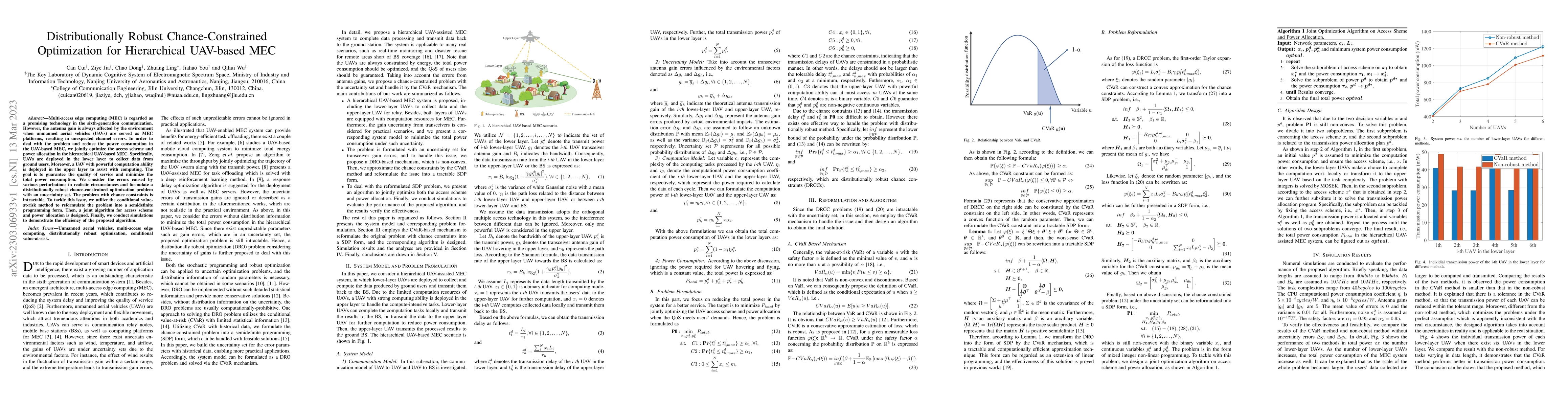 Thumbnail for Distributionally Robust Chance-Constrained Optimization for Hierarchical
  UAV-based MEC