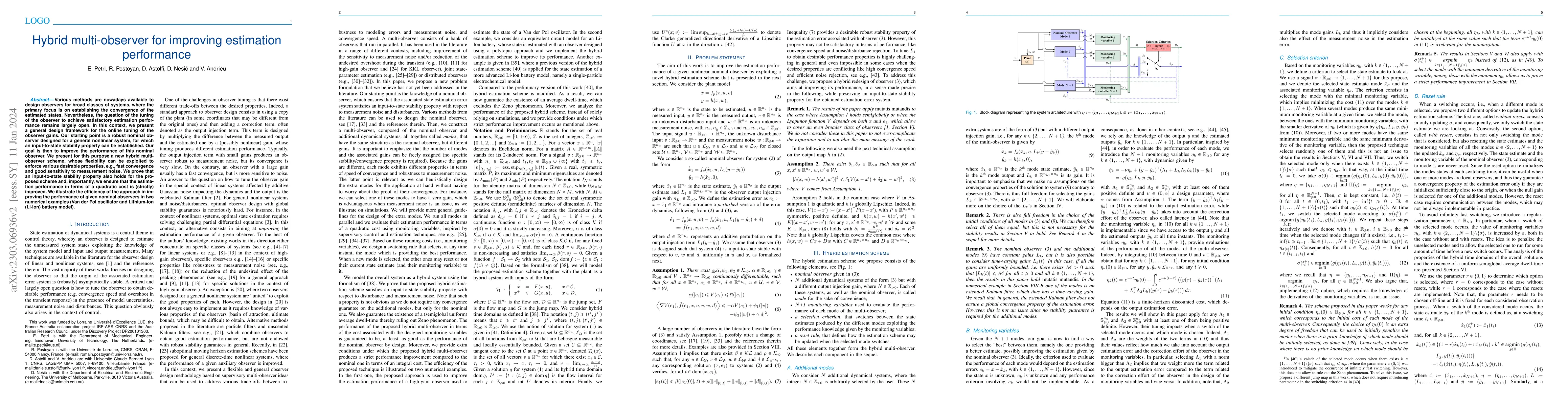 Thumbnail for Hybrid multi-observer for improving estimation performance