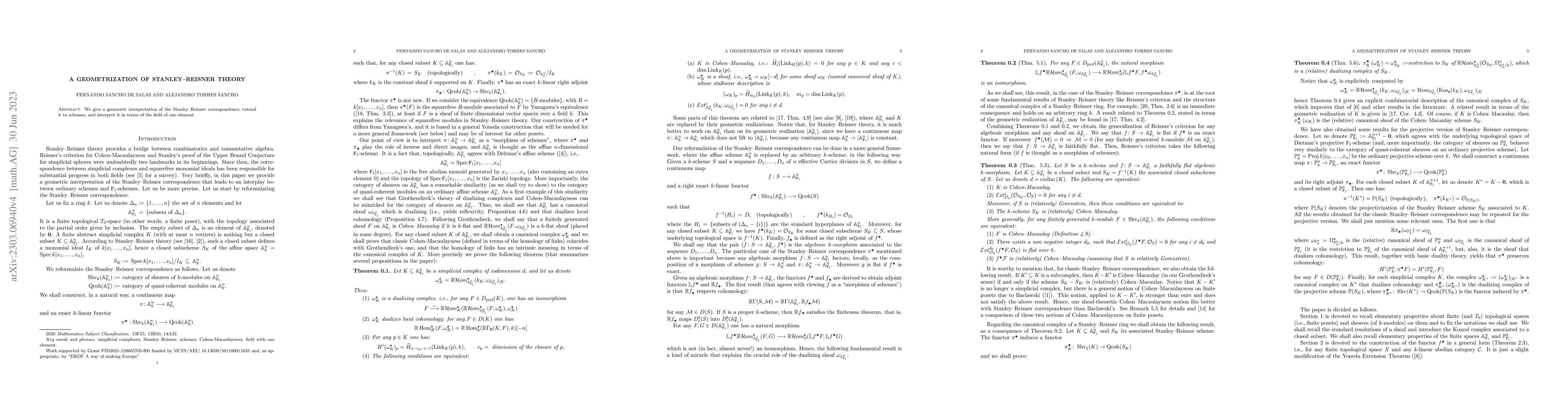 Thumbnail for A geometrization of Stanley--Reisner theory