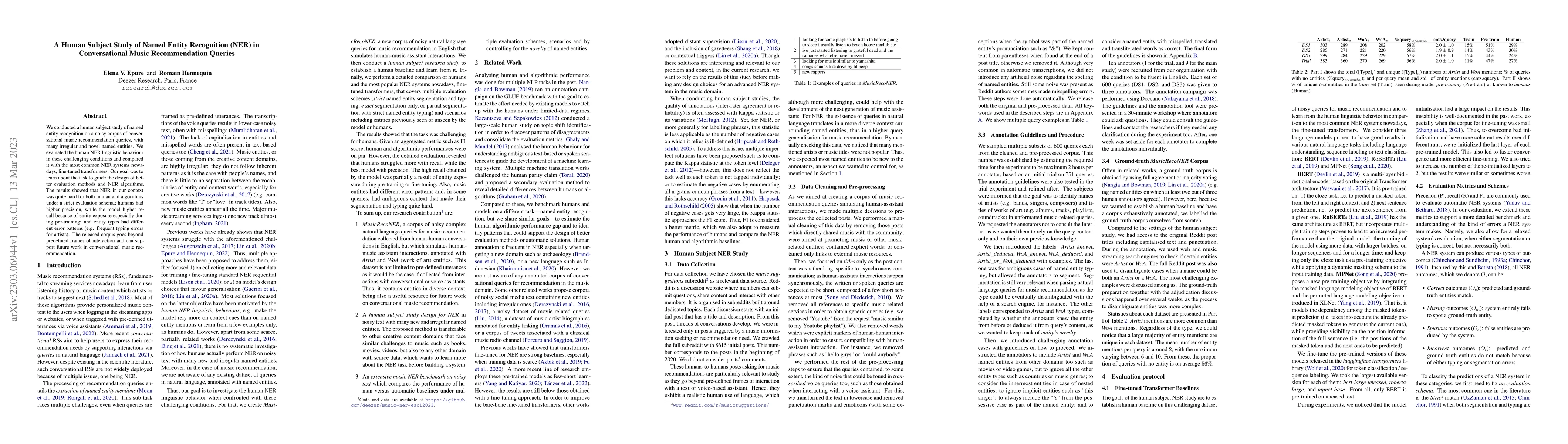 Thumbnail for A Human Subject Study of Named Entity Recognition (NER) in
  Conversational Music Recommendation Queries