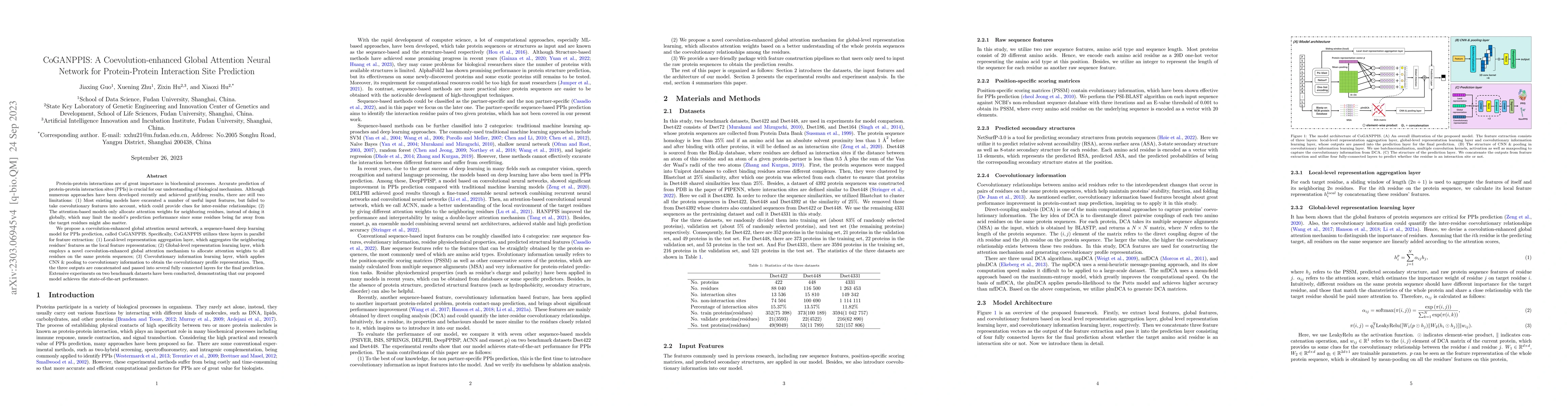 Thumbnail for CoGANPPIS: A Coevolution-enhanced Global Attention Neural Network for
  Protein-Protein Interaction Site Prediction