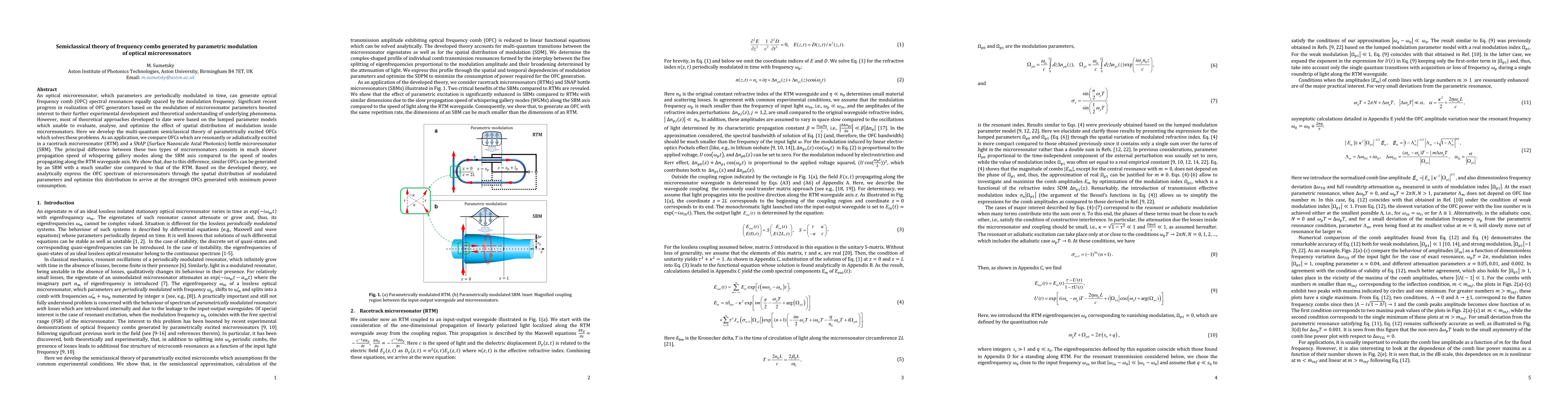 Thumbnail for Semiclassical theory of frequency combs generated by parametric
  modulation of optical microresonators