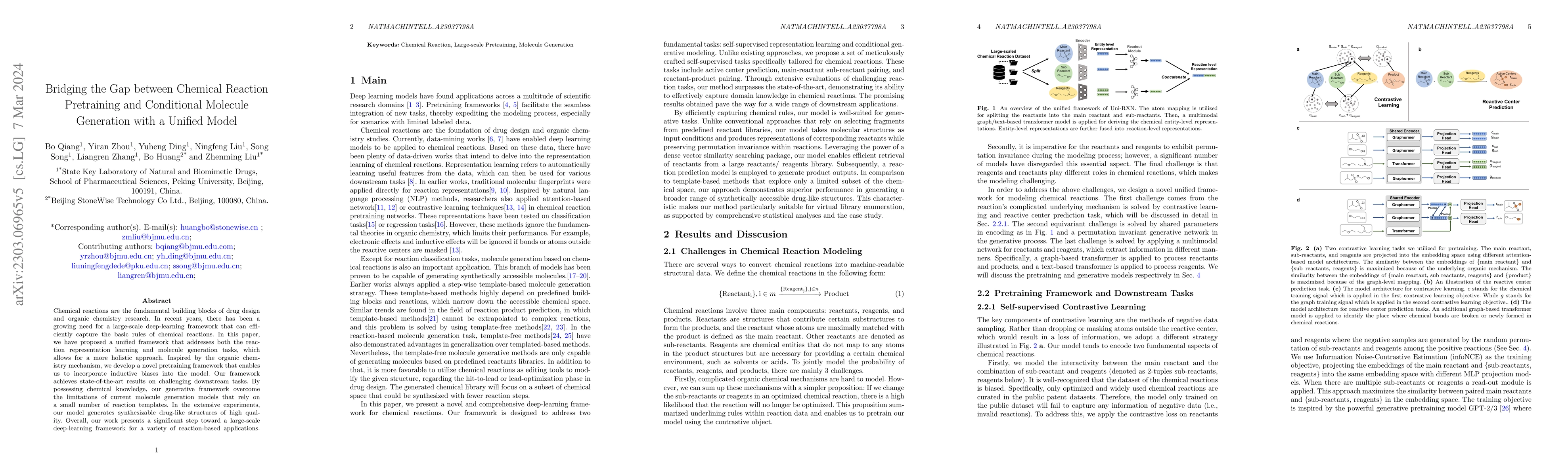 Thumbnail for Bridging the Gap between Chemical Reaction Pretraining and Conditional
  Molecule Generation with a Unified Model