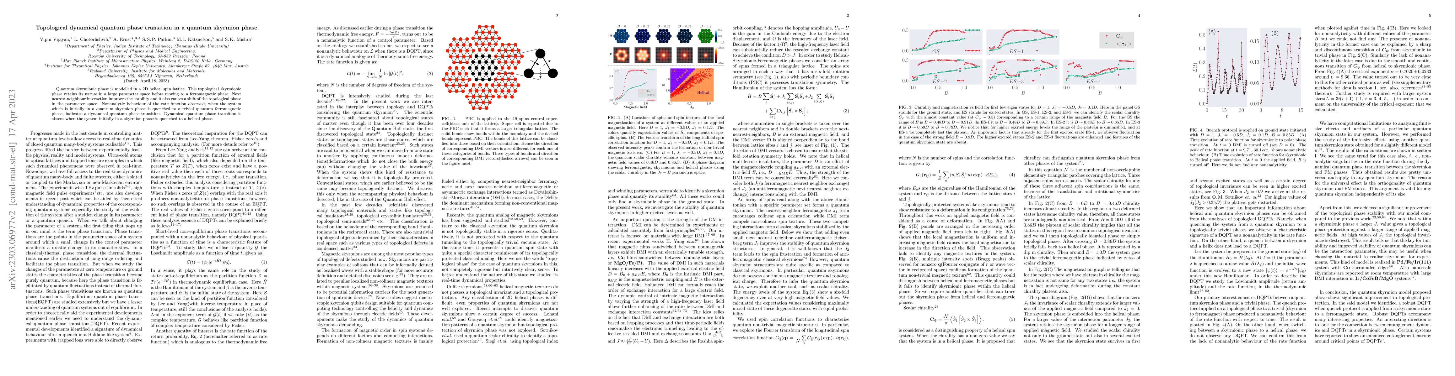 Thumbnail for Topological dynamical quantum phase transition in a quantum skyrmion
  phase
