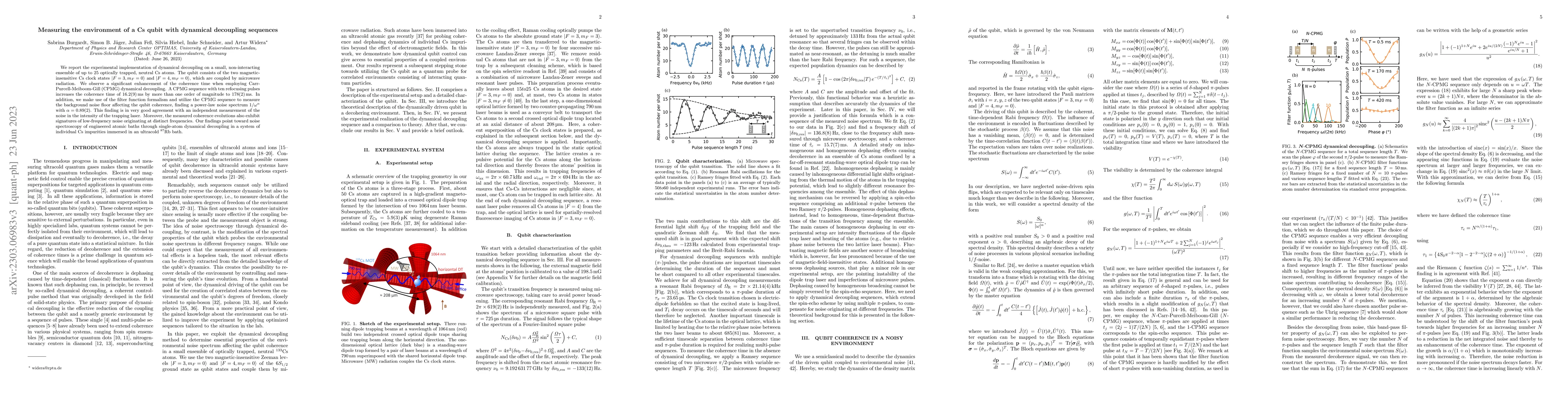 Thumbnail for Measuring the environment of a Cs qubit with dynamical decoupling
  sequences